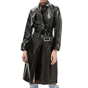 ジャケット・アウター Crocodile trench coat MEN'S FAUX LEATHER COAT CROCODILE EMBOSSED TRENCH COAT WITH